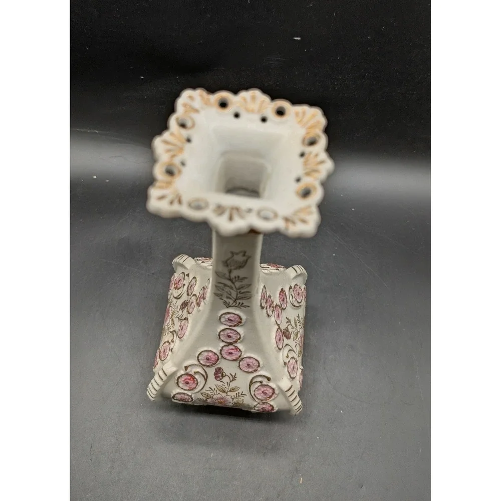 Betson Hand Painted Porcelain Bud Vase Pink Floral Gold Gilt Moriage Japan